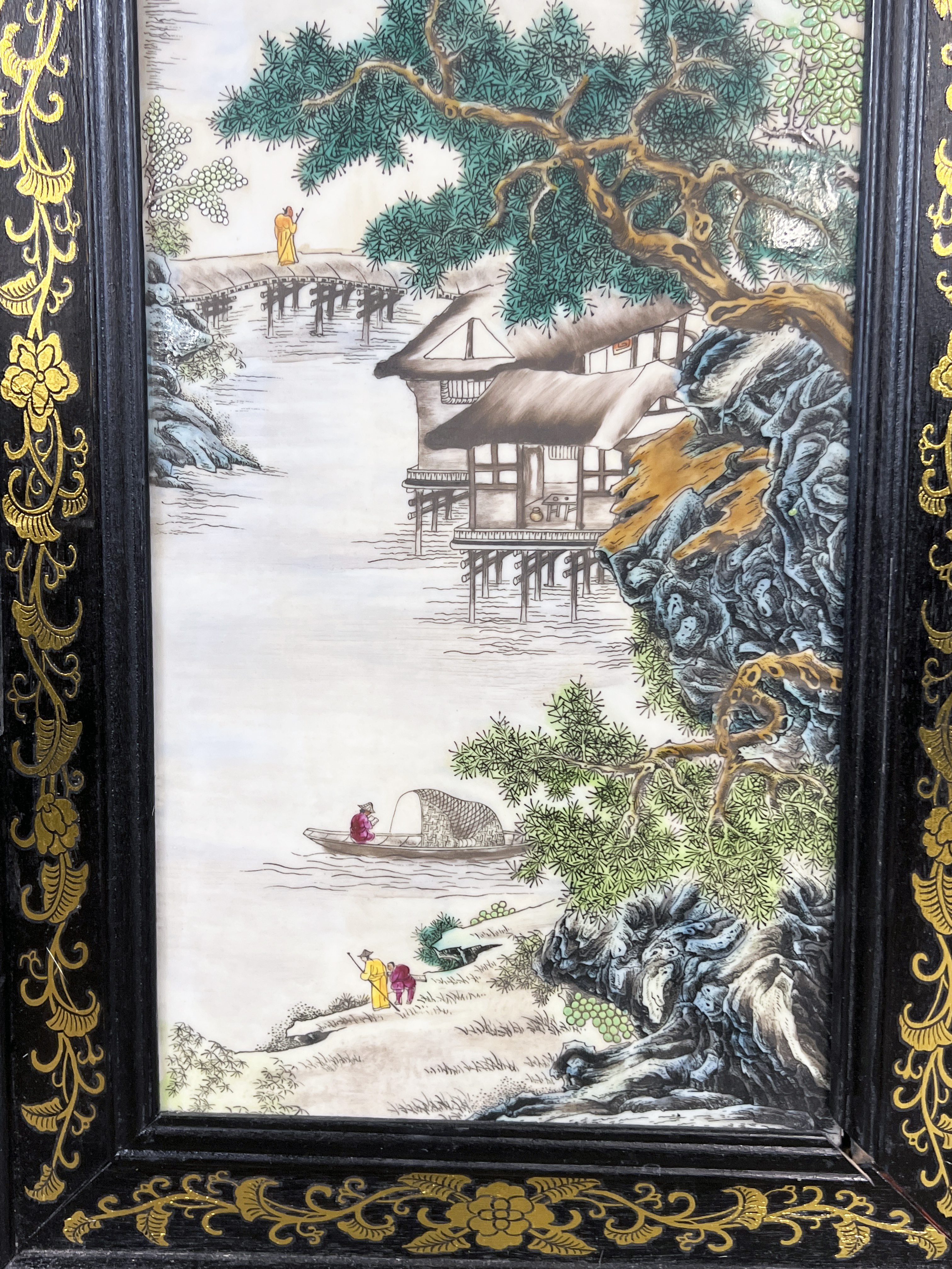 Chinese Gold-Accented Porcelain Landscape Panels image 5