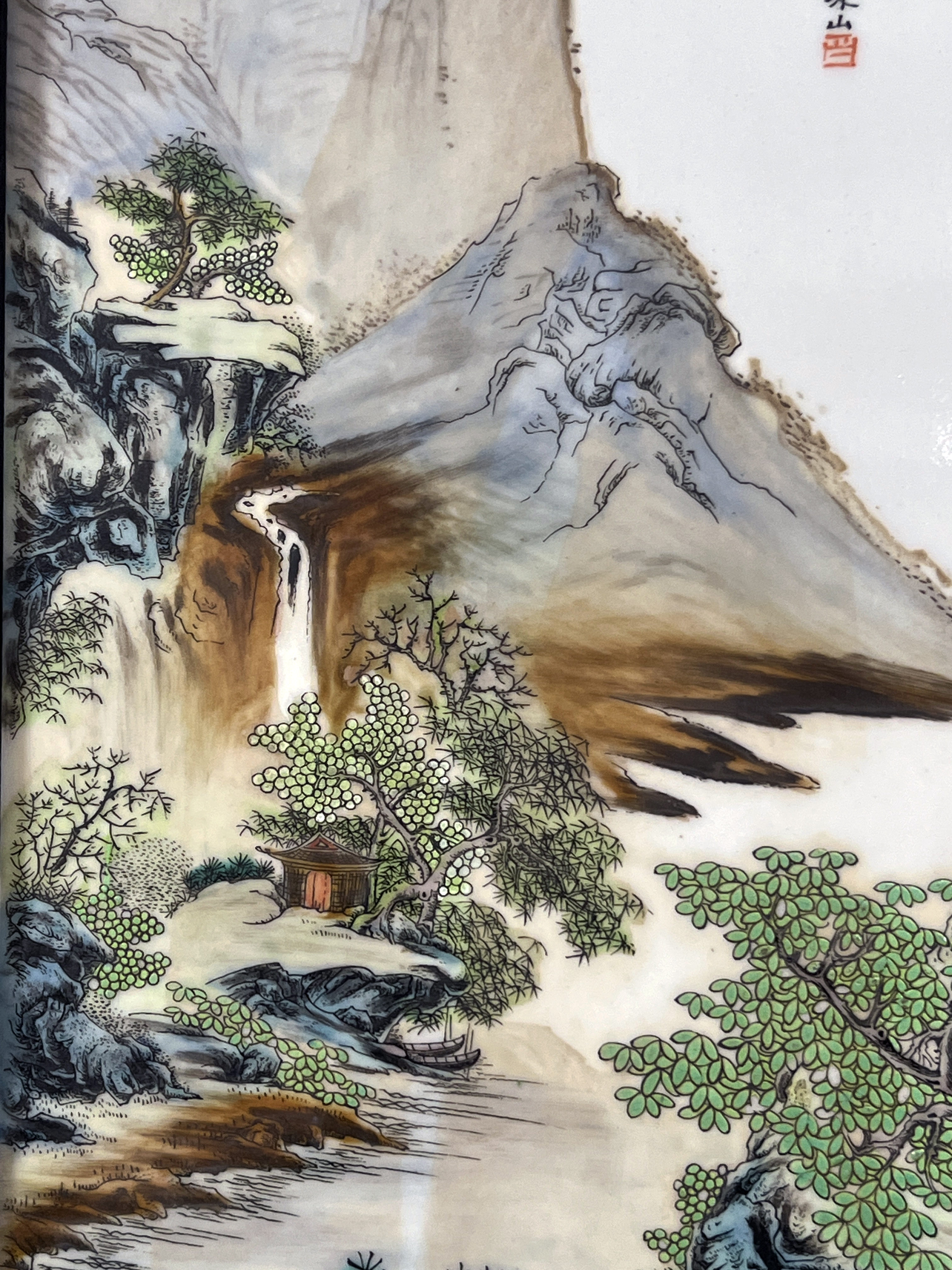 Chinese Gold-Accented Porcelain Landscape Panels image 6