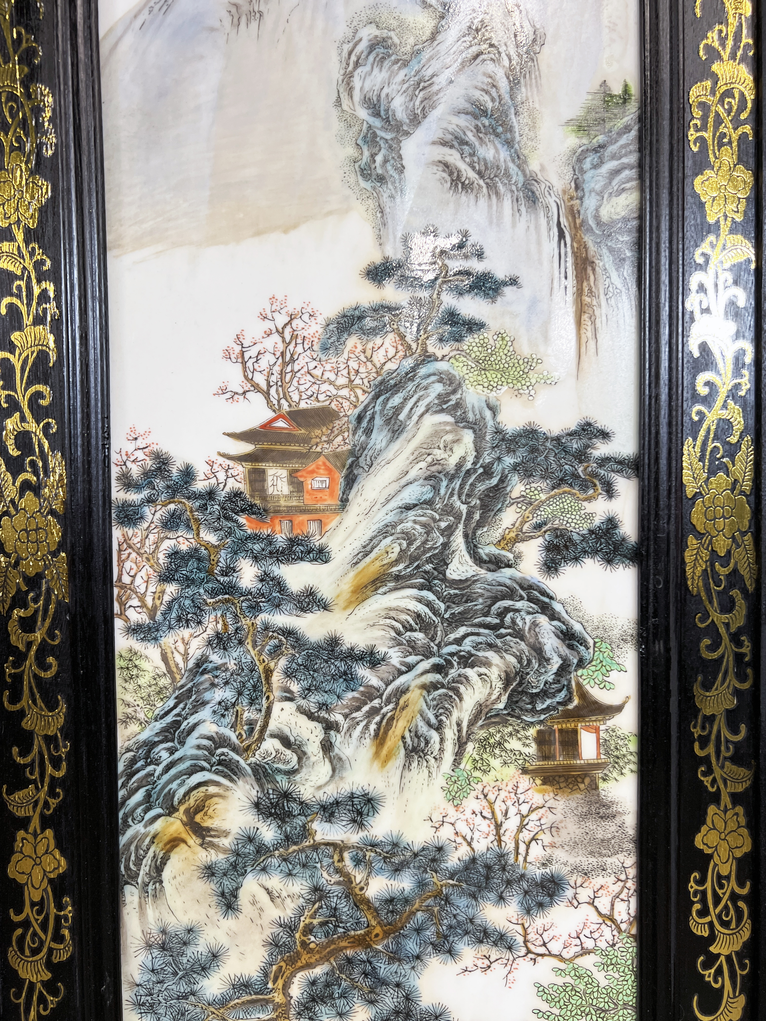 Chinese Gold-Accented Porcelain Landscape Panels image 9