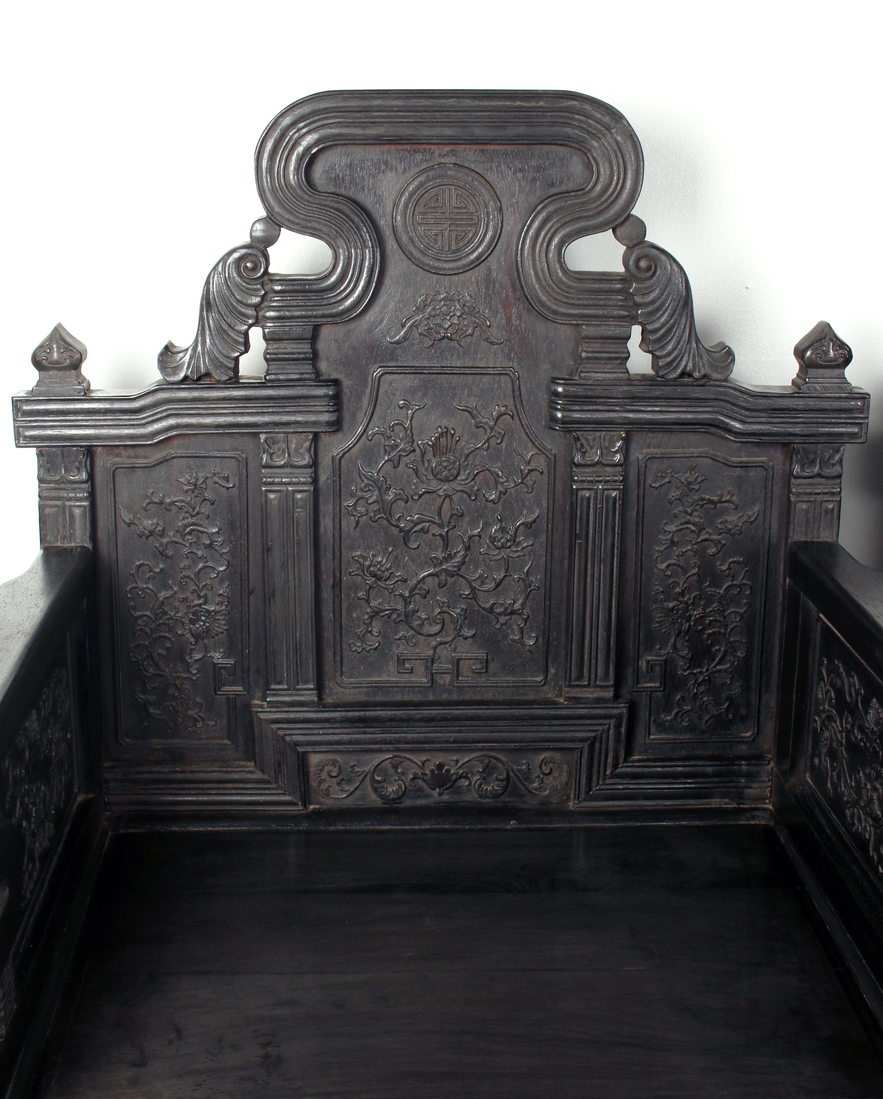 Pair Of Opulent Zitan Chinese Carved Throne Chairs image 2