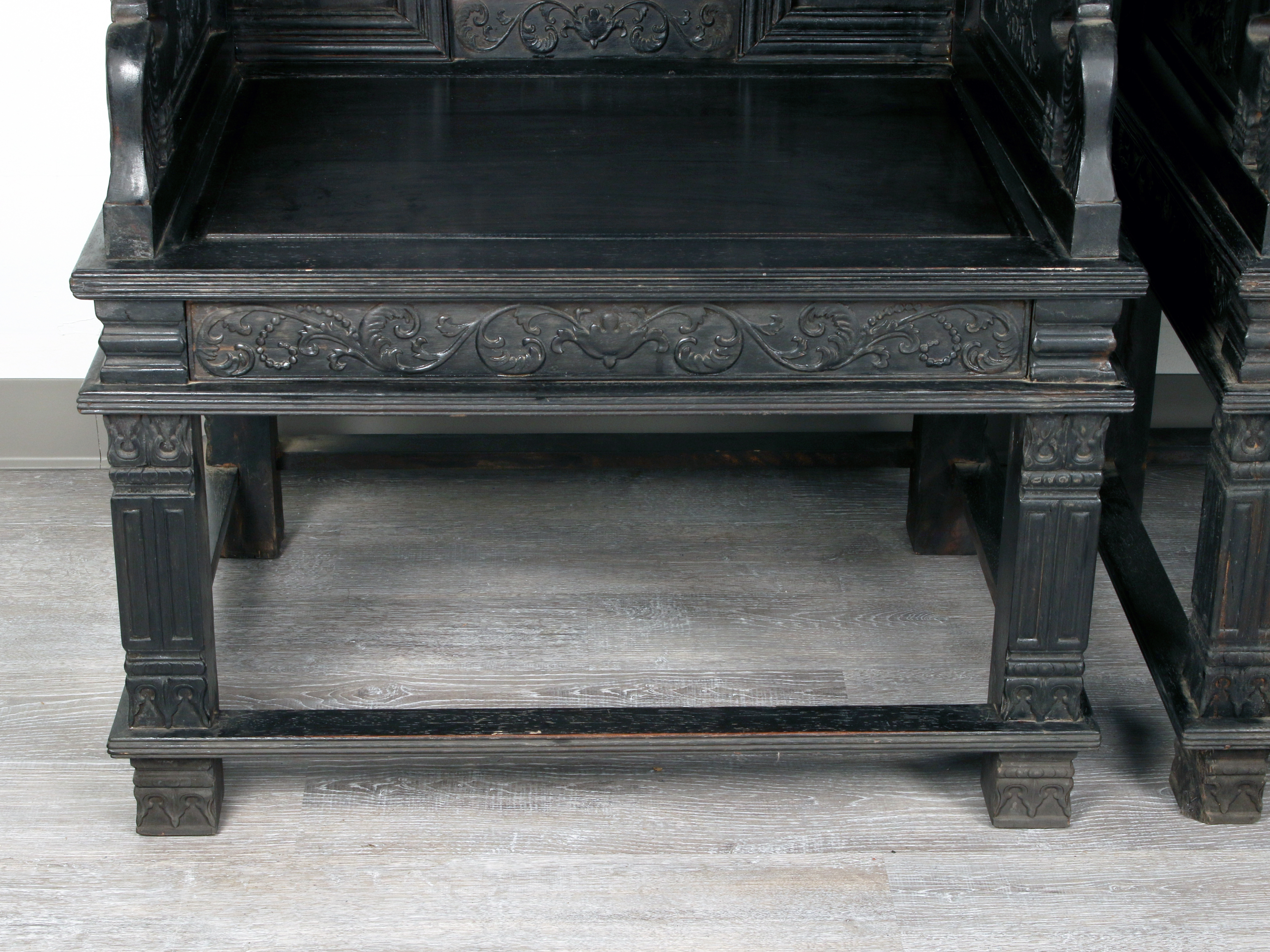 Pair Of Opulent Zitan Chinese Carved Throne Chairs image 4